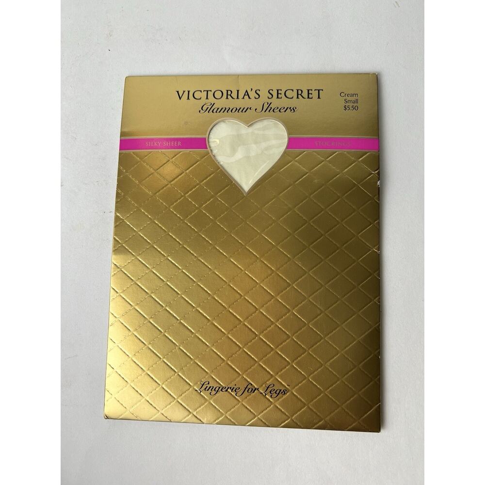 VICTORIAS SECRET VINTAGE SMALL Glamour Silky Sheer CREAM STOCKINGS IVORY NOS
